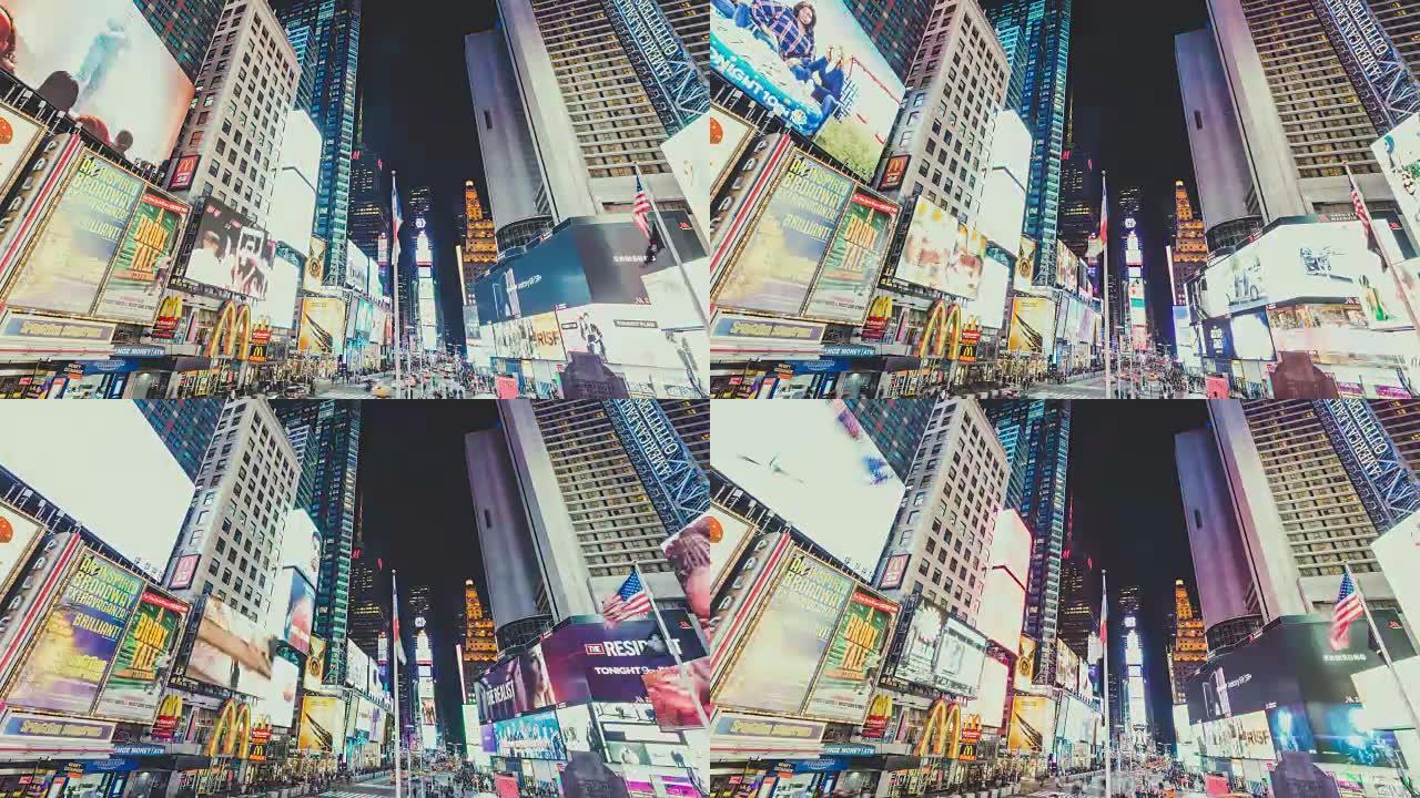 纽约曼哈顿时代广场的城市灯光景观