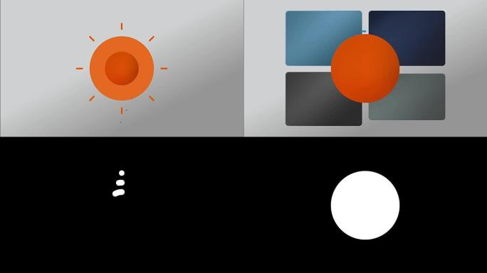 一个圆形和四个矩形用于演示，powerpoint模板