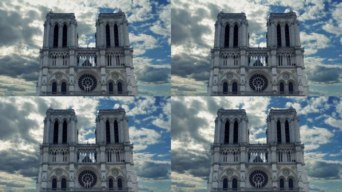 充满云层的巴黎圣母院