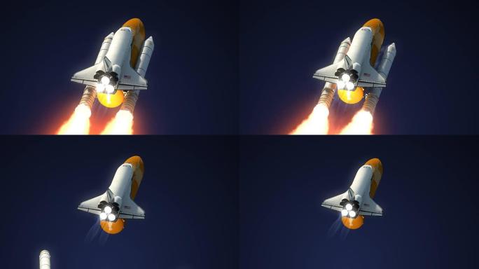 航天飞机固体火箭助推器分离。