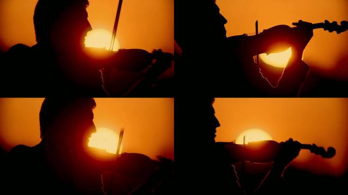 高清: 日落时的小提琴手