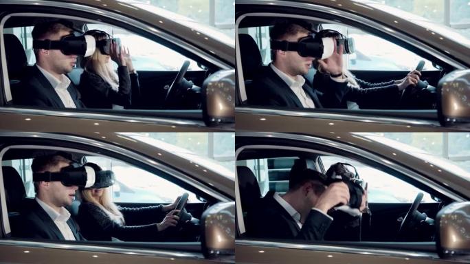 年轻女子将使用VR在新车上进行试驾