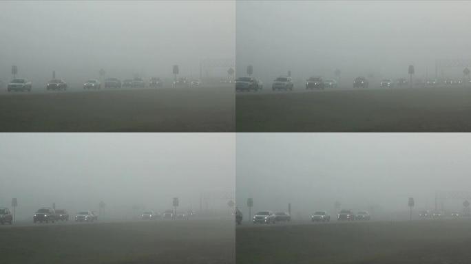 公路交通、汽车、雾、雾
