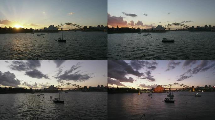 悉尼港日夜高清延时。澳大利亚