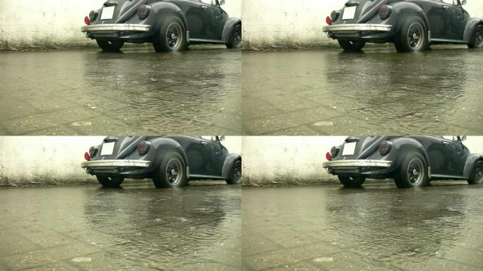 Blurry在雨中淹没汽车“无缝LOOP HD”