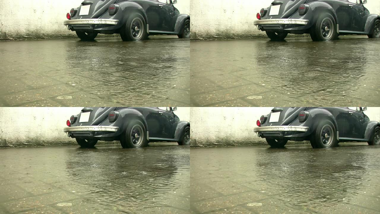 Blurry在雨中淹没汽车“无缝LOOP HD”
