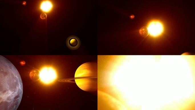 太阳系未来空间站恒星行星三维动画