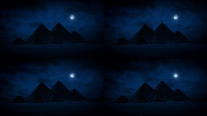 晚上有月亮在上面的金字塔