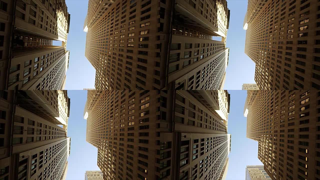 曼哈顿多层次建筑全景拍摄。美国的大城市。