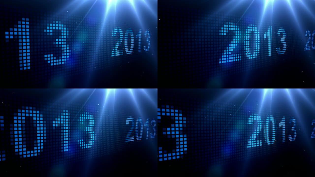 LED滚动2013-黑色上的蓝色（全高清）