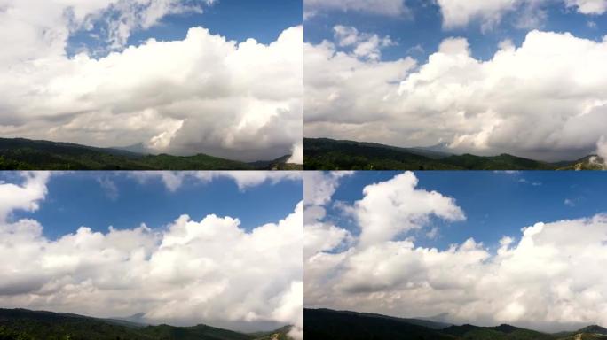 4k时间流逝的戏剧性云在天空与山。