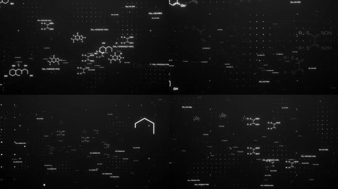 化学链和公式的3D动画