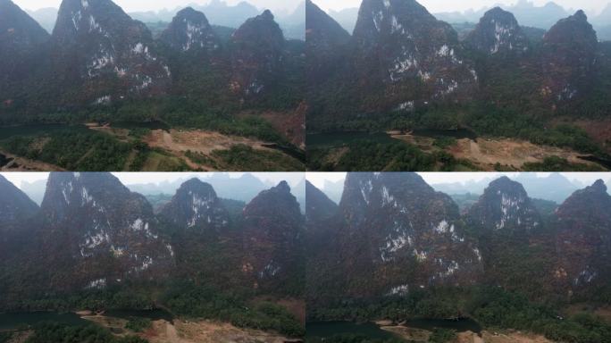 桂林山水漓江风光喀斯特地貌自然风光航拍