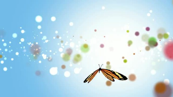 彩色蝴蝶在彩色背景上扇动翅膀