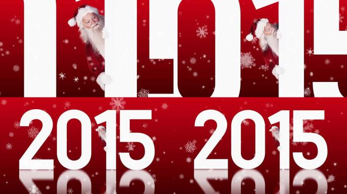 圣诞老人在节日背景上偷看2015