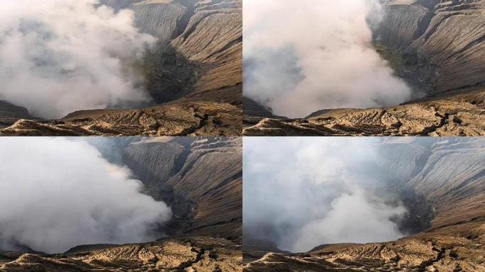 布罗莫腾格尔塞梅鲁国家公园的布罗莫火山火山口。印度尼西亚东爪哇。时间流逝