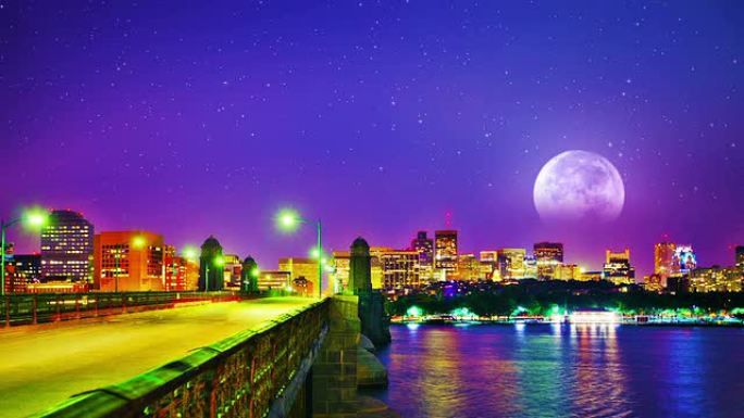 波士顿之夜。唯美背景美丽背景梦幻舞台