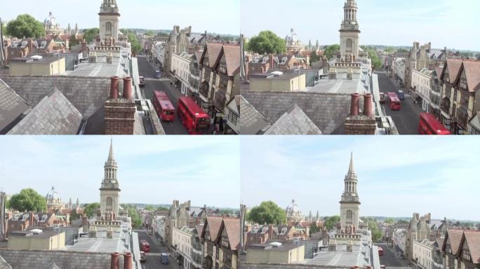 牛津城市天际线和屋顶的全景