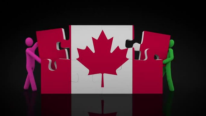 加拿大国旗的难题。黑色背景。