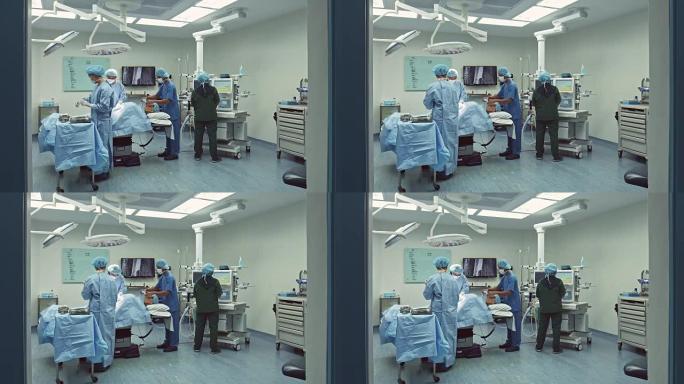 医疗队在医院手术室操作一名病人