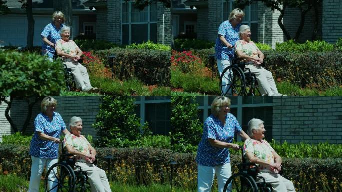 坐轮椅的老年妇女-1080HD