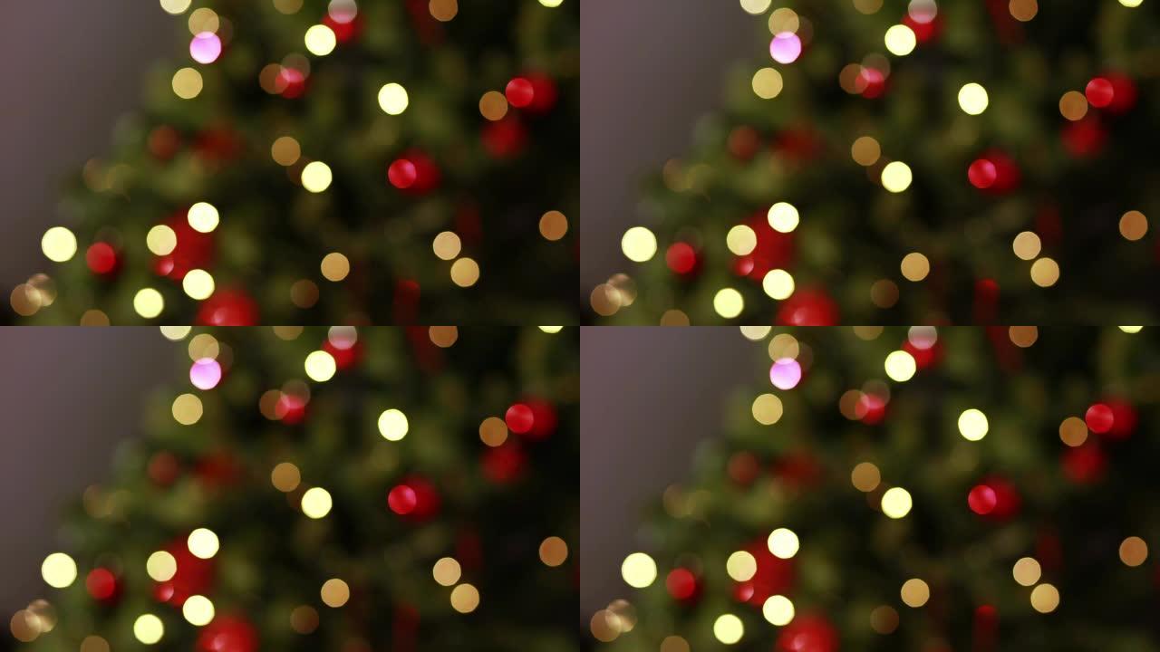 圣诞树上闪烁的灯光无法聚焦