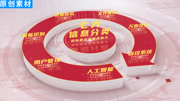 【7】红色党政流程信息展示ae模板包装七