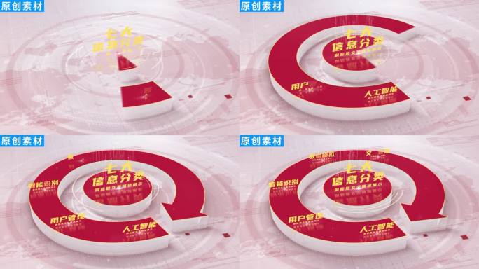 【7】红色党政流程信息展示ae模板包装七