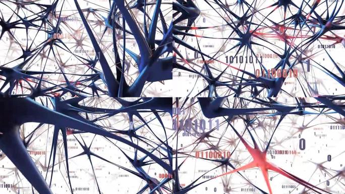 高度详细的神经网络/人工智能 (白色/橙色)-循环