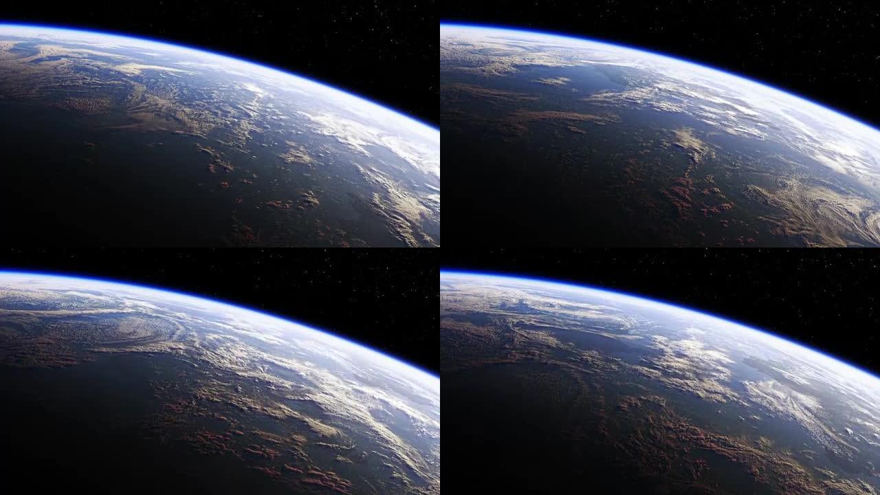 从太空可以看到地球的惊人景色。无缝循环。