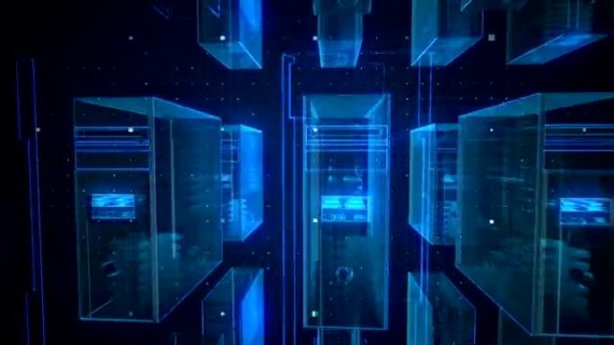 大量的计算机聚集在一起成为服务器。X射线计算机内部。