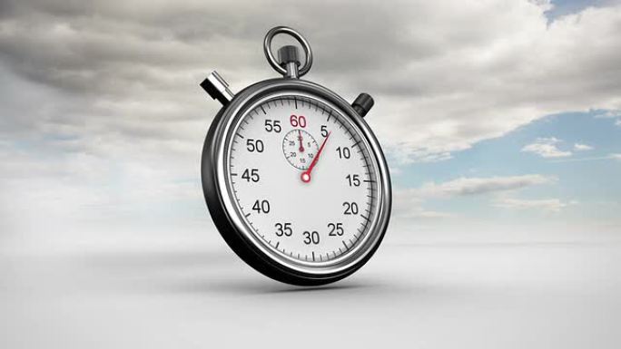 面对蓝色多云天空的秒表