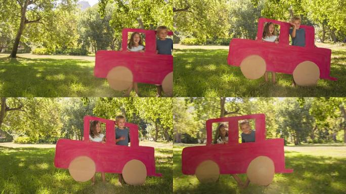 儿童玩纸箱车