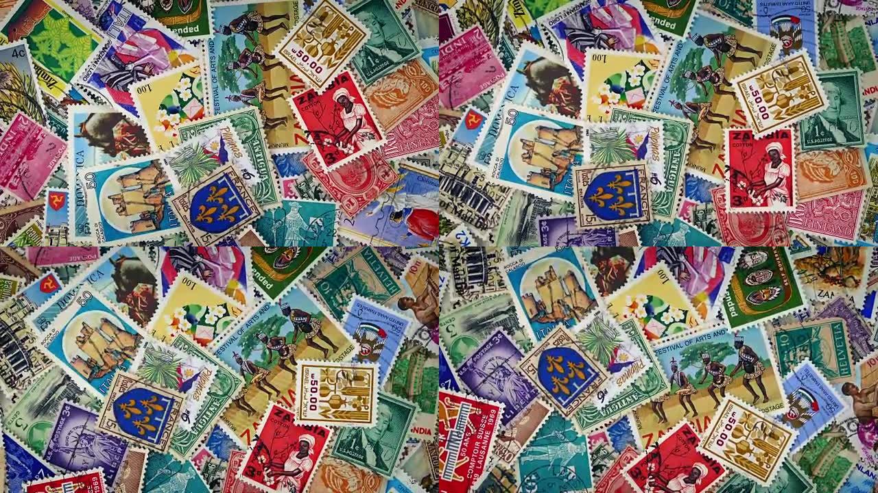 来自世界各地的旧邮票