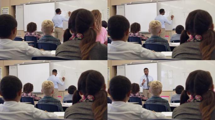 五年级数学课观看老师，后视图，在R3D上拍摄