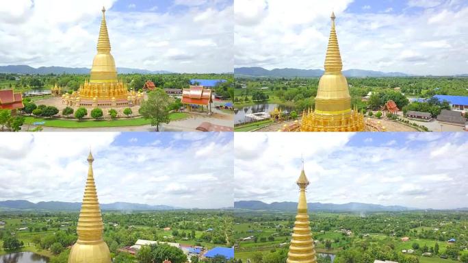鸟瞰图Wat prahuay Toom Lamphun省泰国地标