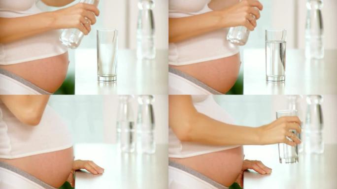 高清: 孕妇喝水大肚子倒水喝水