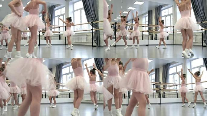 女孩为芭蕾舞课热身