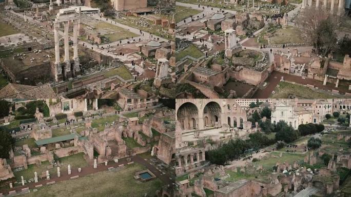 意大利罗马全景图，赛普提米乌斯·塞维勒斯拱门，古董纪念碑，圆柱，维斯塔斯之家