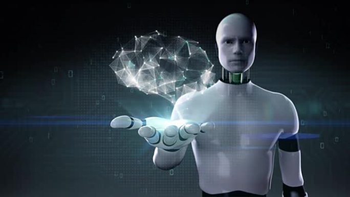 机器人，机器人接触互联世界的人，使用4k大小的通信技术。有经济图表，图表。社交媒体1。