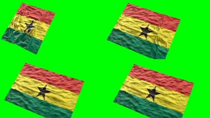 加纳体育场国旗。在绿色屏幕上挥手
