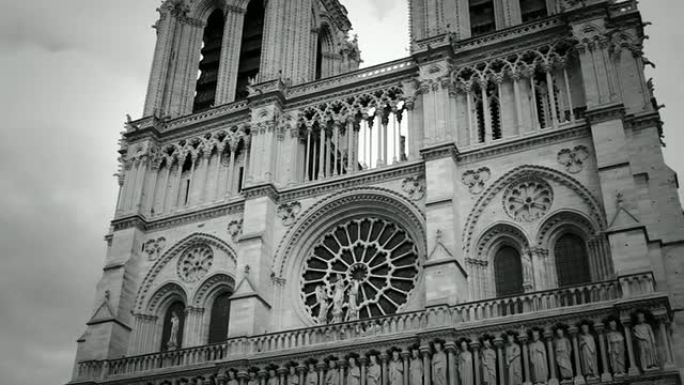 巴黎圣母院，法国黑白巴黎圣母院法国地标