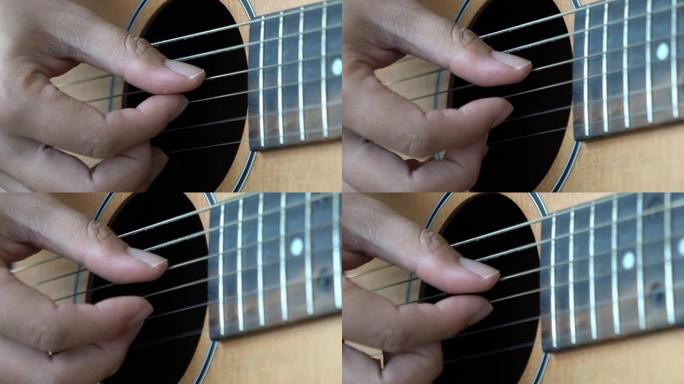 高清慢动作: 吉他手的手