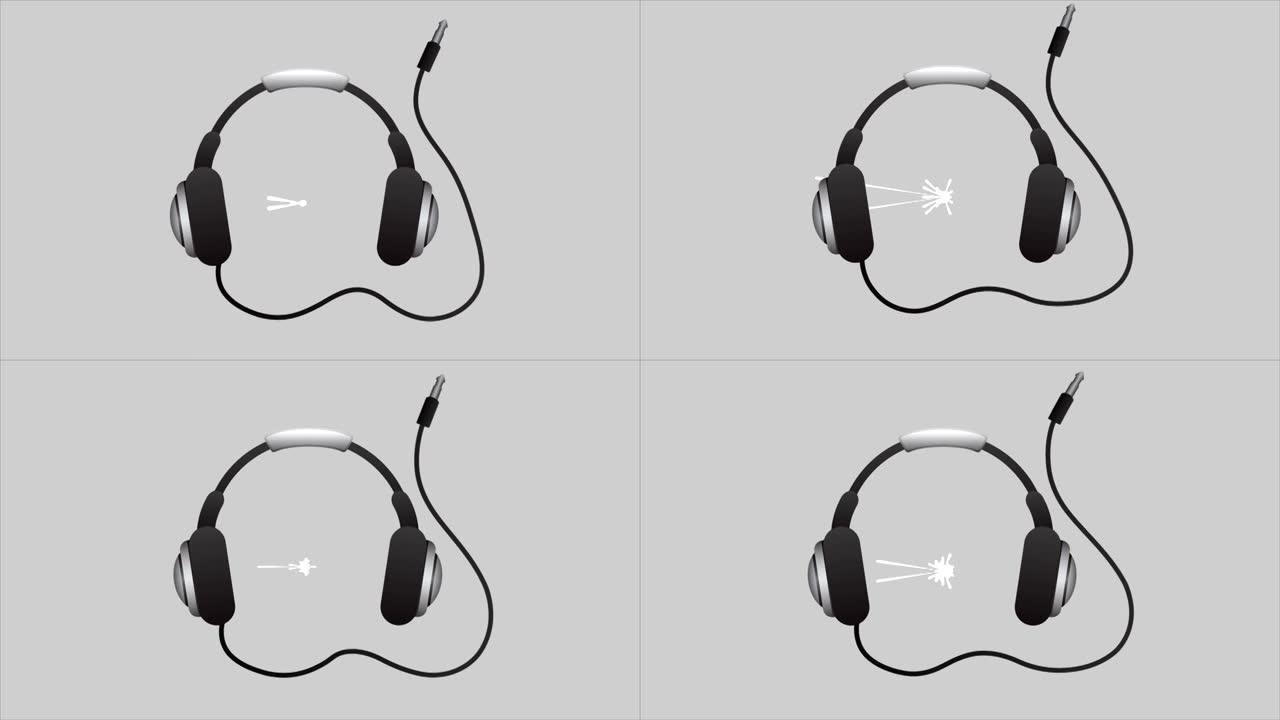 耳机图标，视频动画