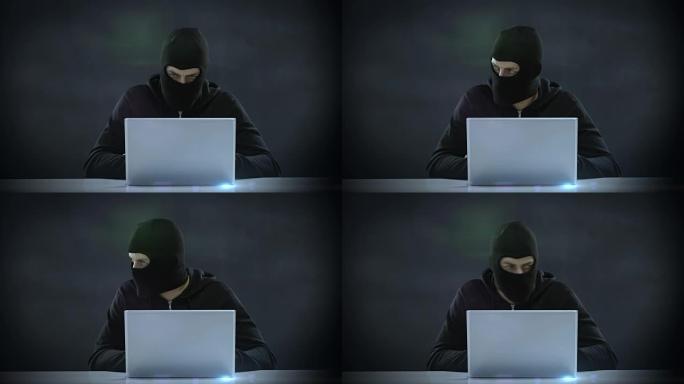 黑客使用笔记本电脑的复合视频