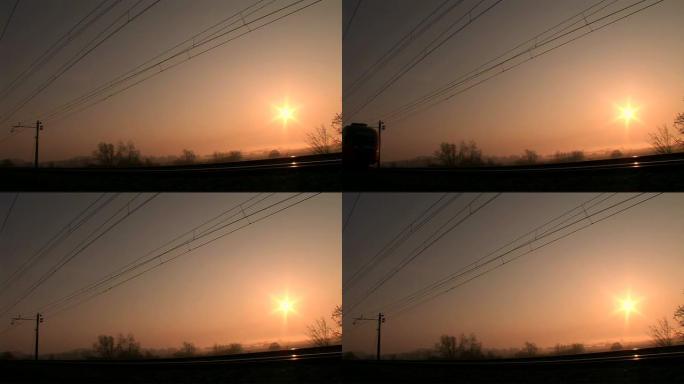 高清: 日出时的旅客列车
