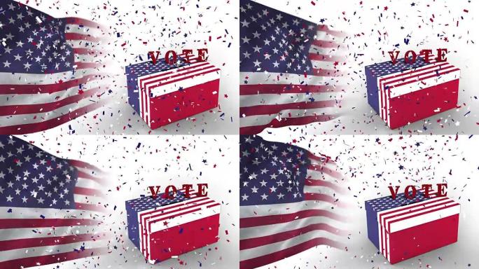 美国国旗和投票箱的视频