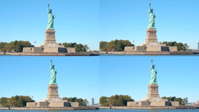 特写:纽约的标志性自由女神像入口处排起了长队