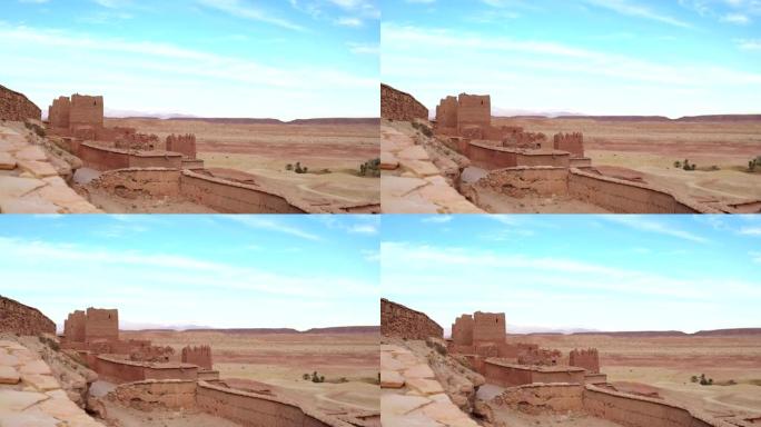艾特·本哈杜的历史建筑群。沙漠上的老砖村