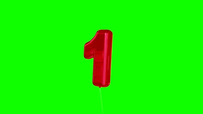 红色的一个气球漂浮到顶部，对着绿屏